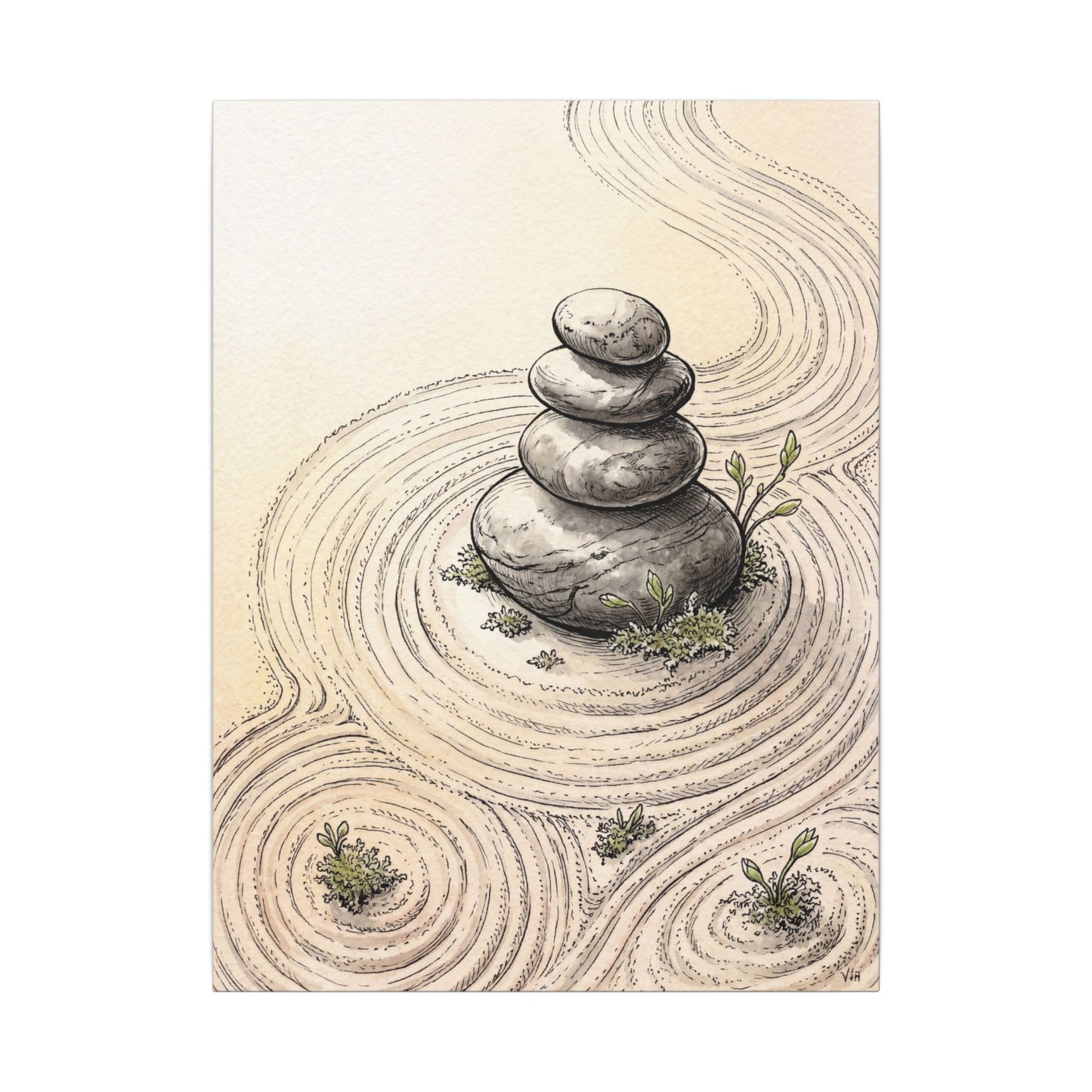 River Stones Spring Canvas Art | Zen Serene Design