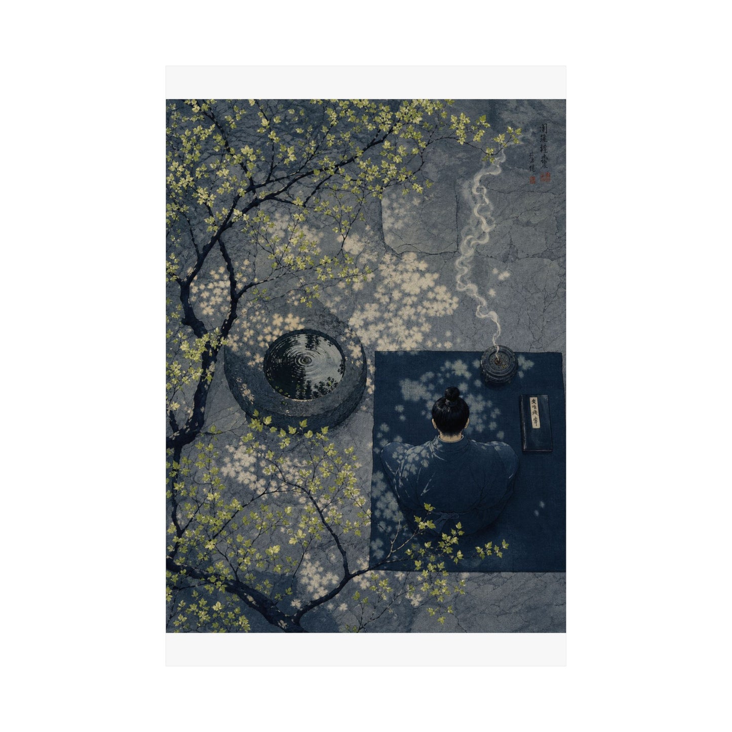Incense Smoke Wall Art Print | Spring Zen Ukiyo E Inspired Art