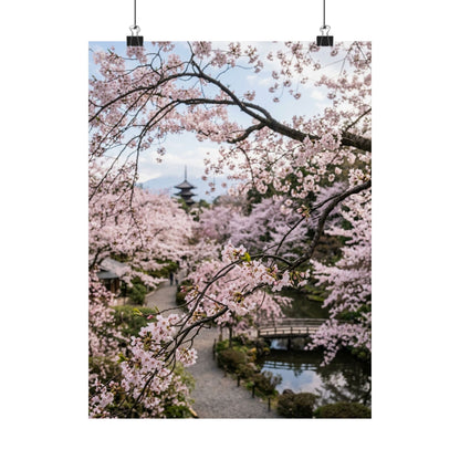 Dark Japandi Cherry Blossom in Dawn | Moody Minimal Wall Art Print Art Print