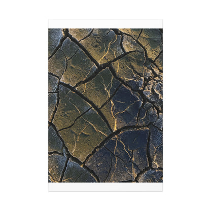 Winter Cracked Earth Moody Minimal Canvas Art | Atmospheric Decor