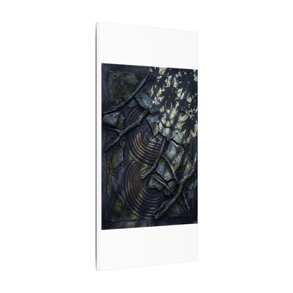 Rock Garden Canvas Art | Winter Dark Japandi Dark Texture Art