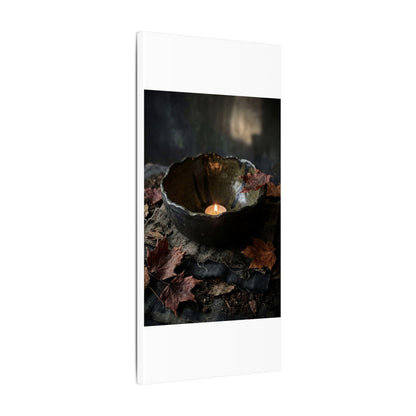 Candlelight Ceramic Bowl Canvas Art - Dark Japandi Kanso