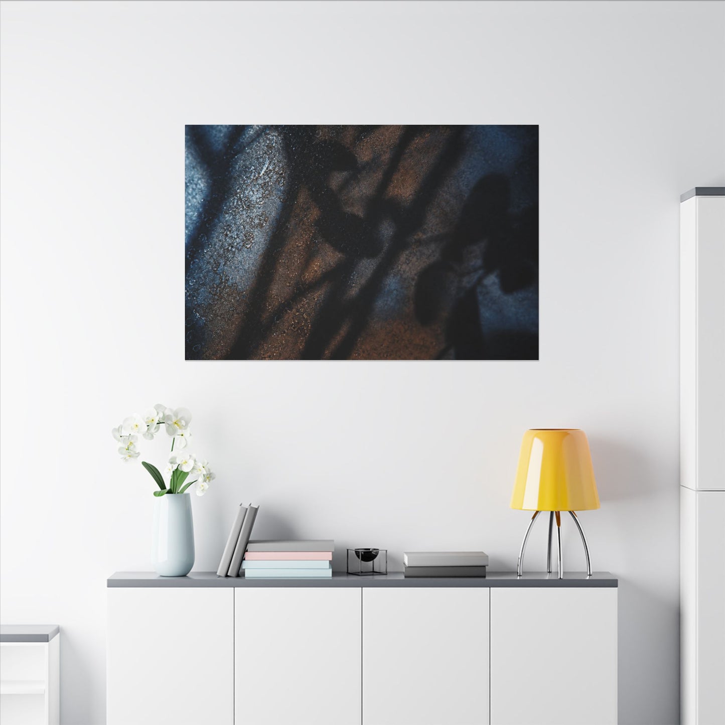Moonlight Shadow Play Canvas Art - Dark Japandi Ma