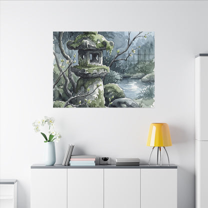 Moonlight Stone Lantern Canvas Art - Japandi Seijaku