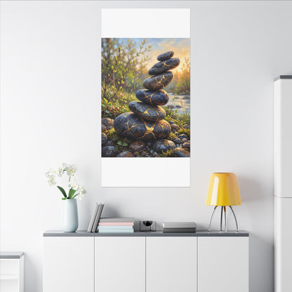 Spring River Stones Gold Repair Canvas Art | Healing Decor