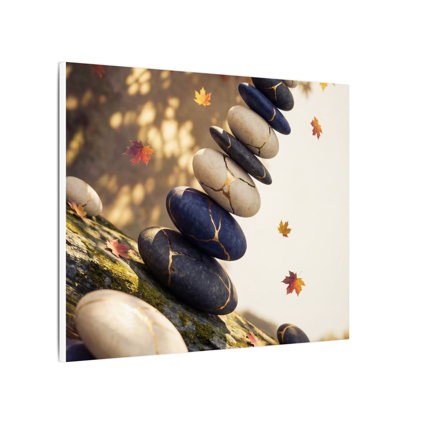 Ma River Stones Canvas Art - Kintsugi Gold Vein