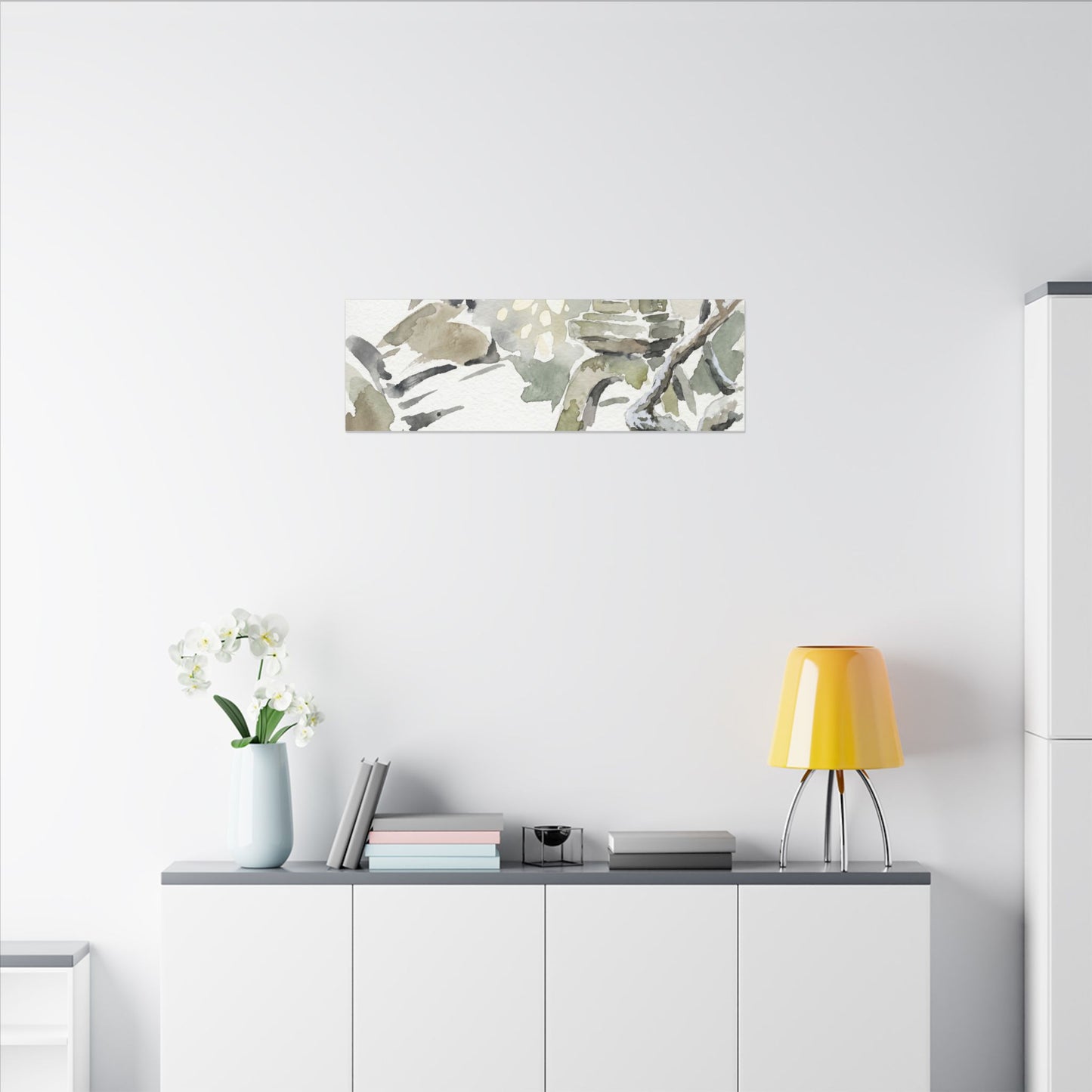 Elegant Stone Lantern Canvas Art - Watercolor Japandi