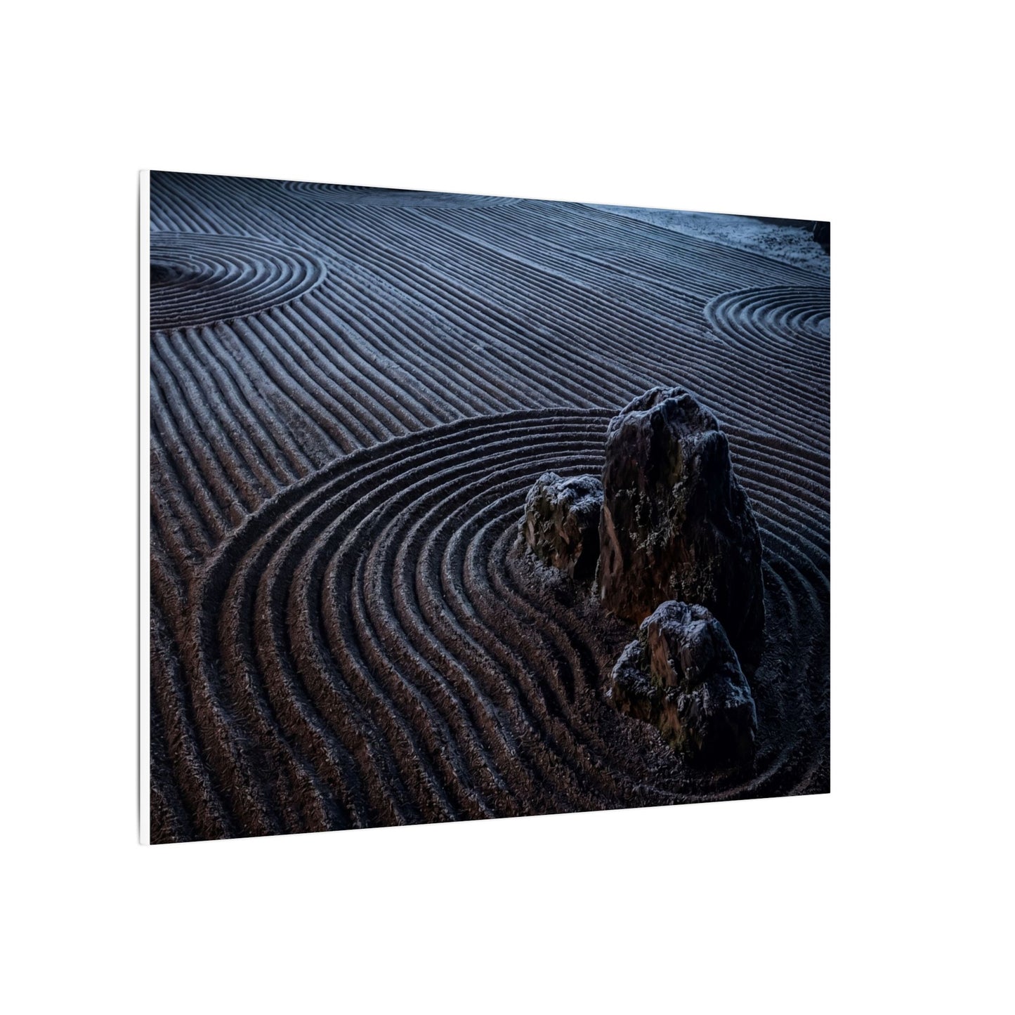 Moonlight Rock Garden Canvas Art - Dark Japandi Seijaku