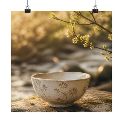 Spring Ceramic Bowl Japanese Pattern Wall Art Print | Warm Decor