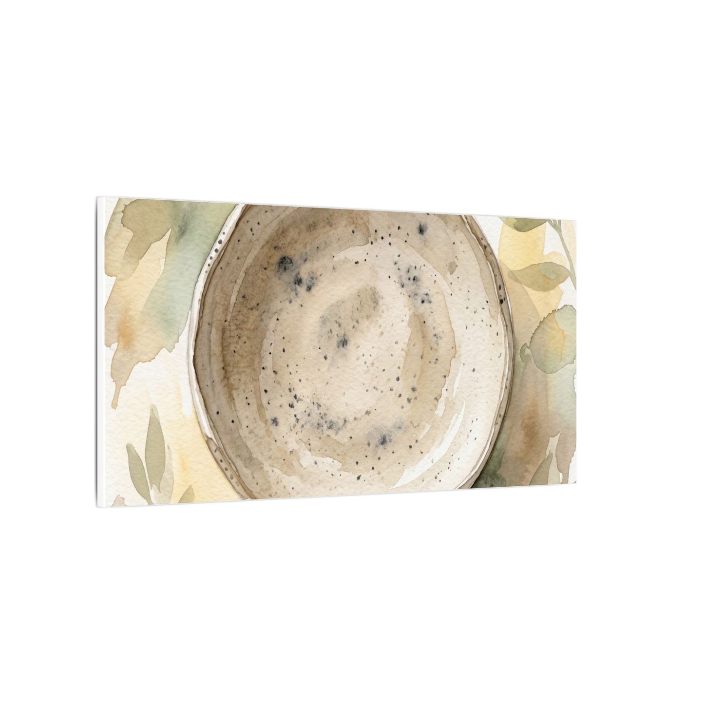 Ceramic Bowl Watercolor Canvas Art | Warm Japandi Art
