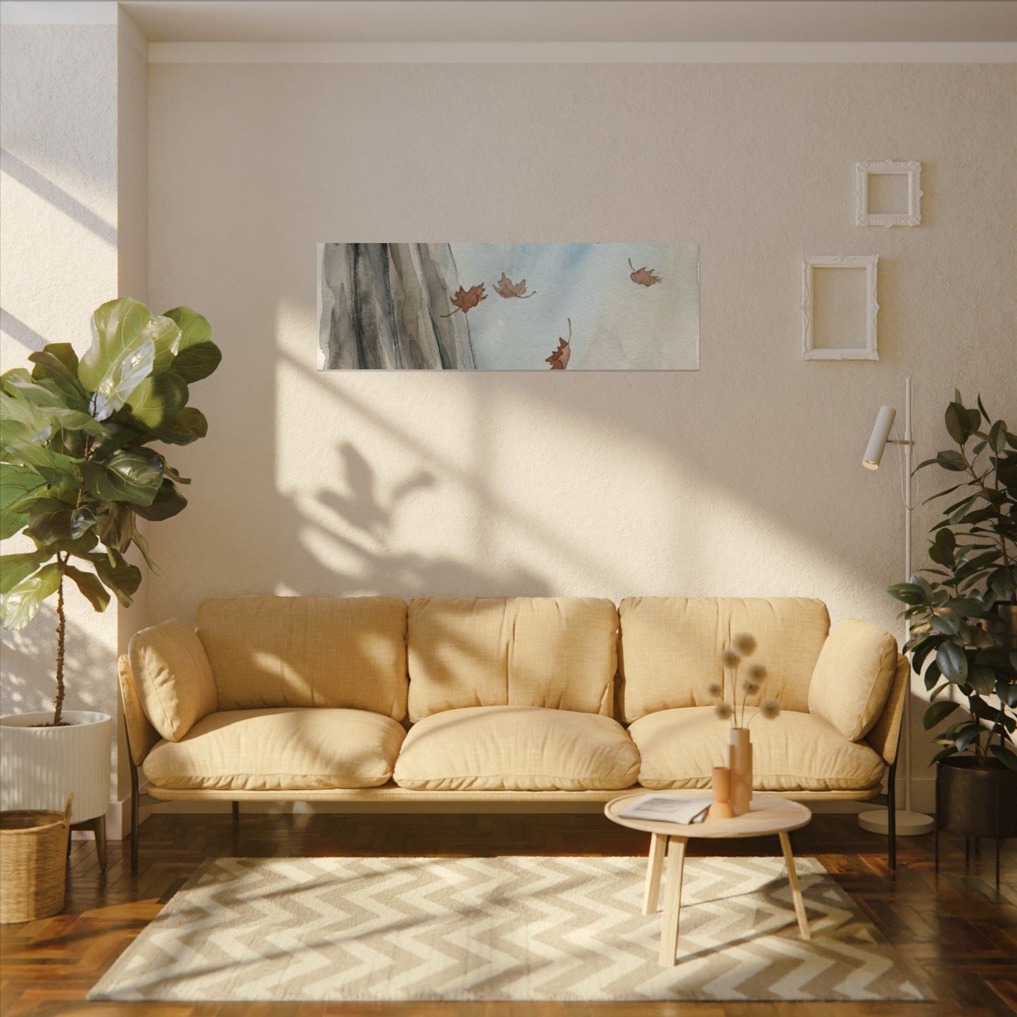 Ma Silk Drape Canvas Art - Japandi Watercolor