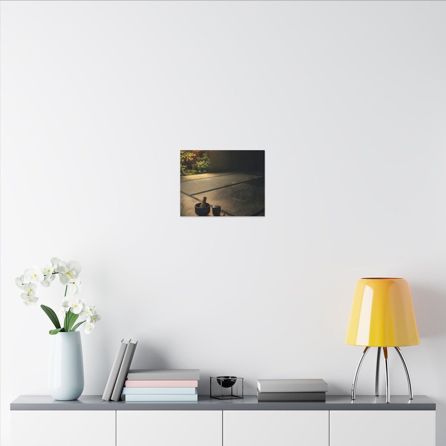 Dark Japandi Tea Ceremony in Golden Hour | Dark Texture Canvas Art