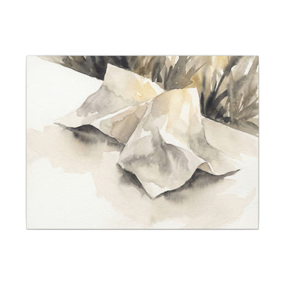 Paper Fold Watercolor Canvas Art | Warm Japandi Art Art Print
