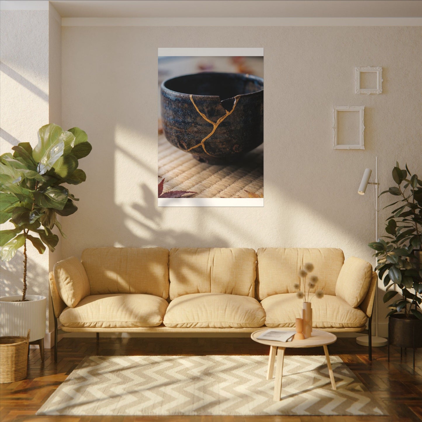 Tea Ceremony Autumn Canvas Art | Kintsugi Healing Design