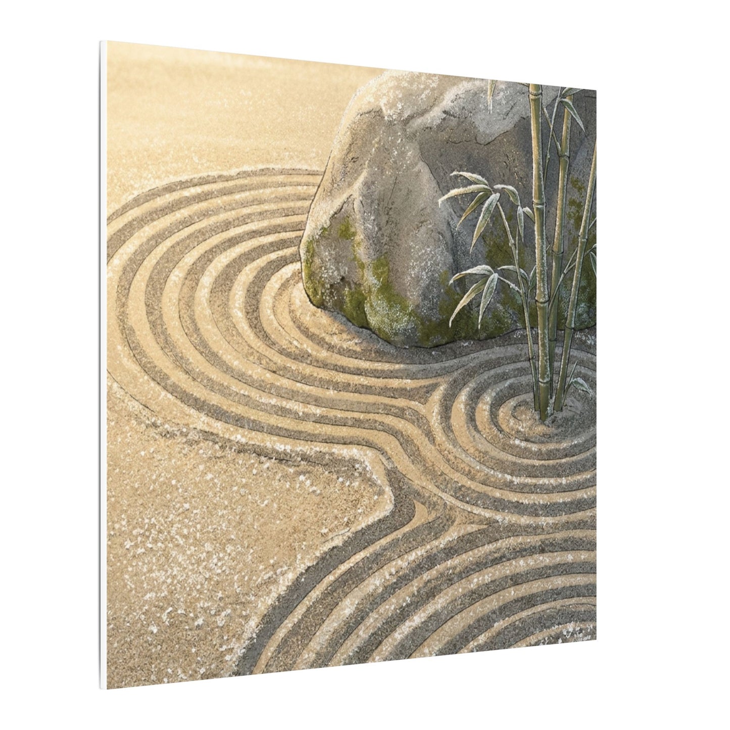 Rock Garden Winter Canvas Art | Zen Peaceful Design