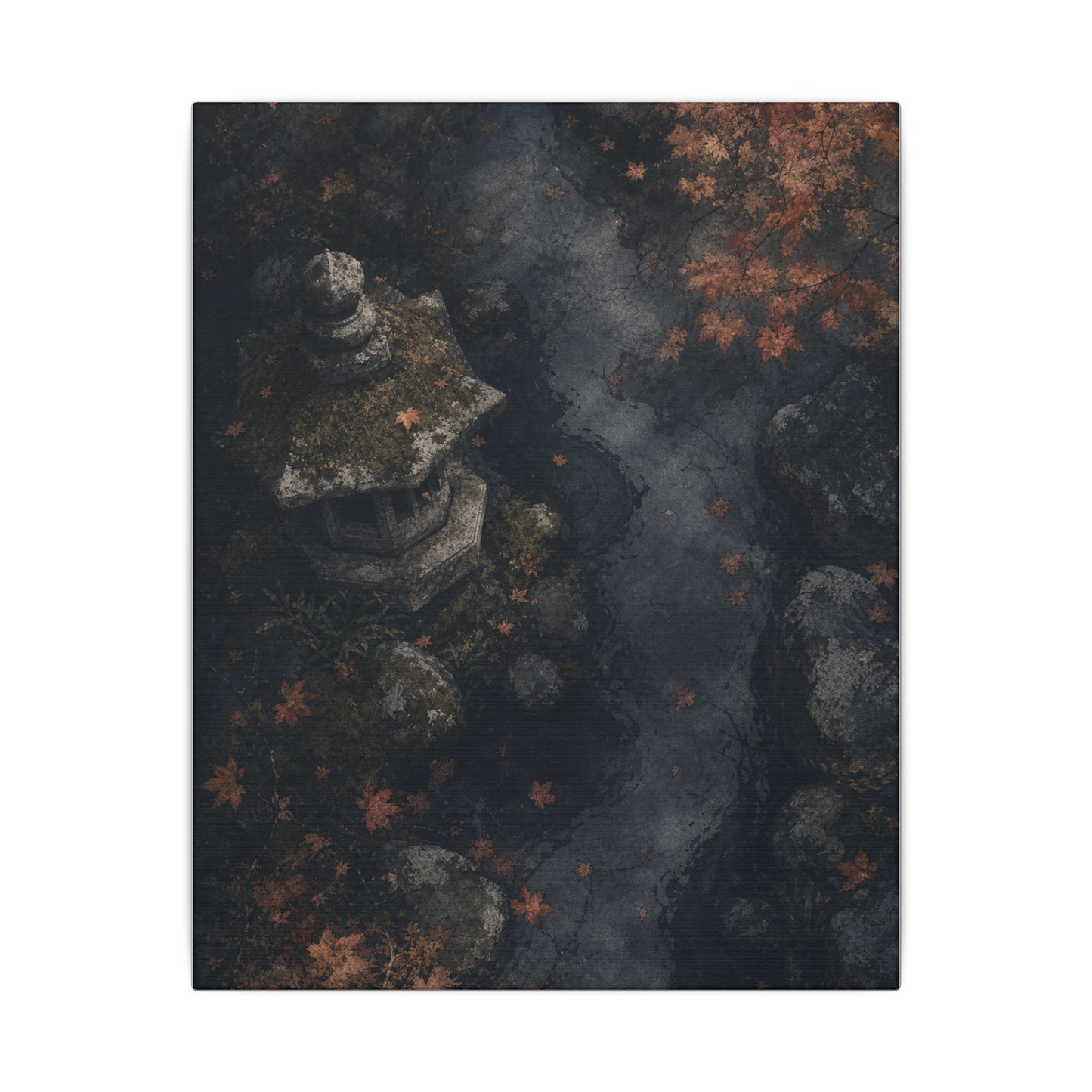 Stone Lantern Canvas Art | Autumn Japandi Texture Art