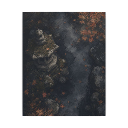 Stone Lantern Canvas Art | Autumn Japandi Texture Art