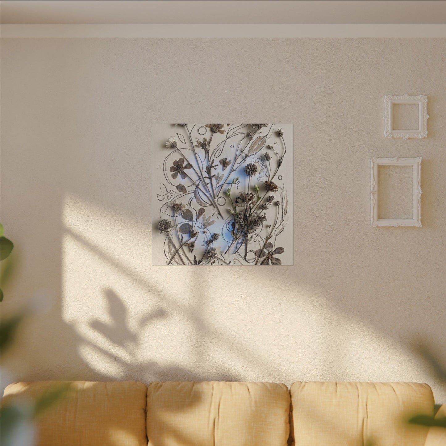 Dried Flowers Minimal Line Canvas Art | Elegant Japandi Art