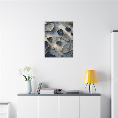 Broken Pottery Canvas Art | Winter Kintsugi Gold Vein Art