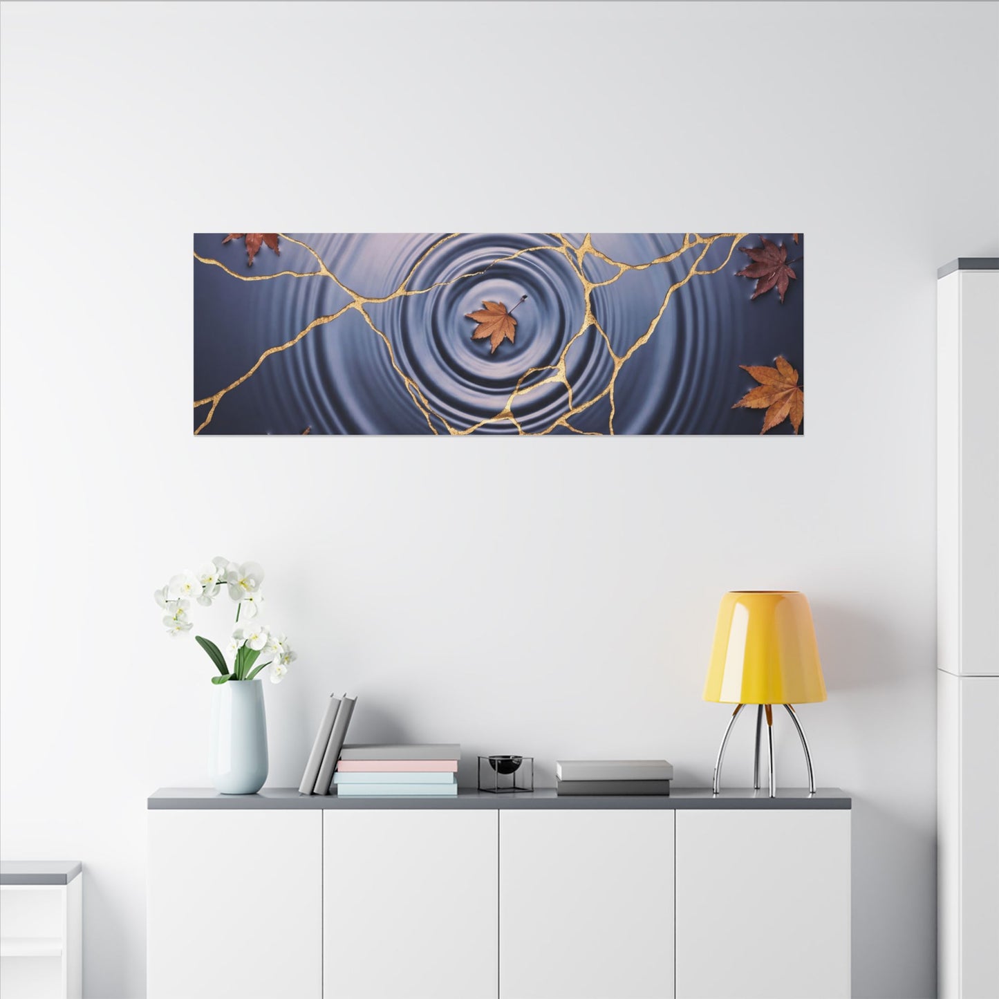 Kintsugi Water Ripple in Dawn | Gold Vein Canvas Art