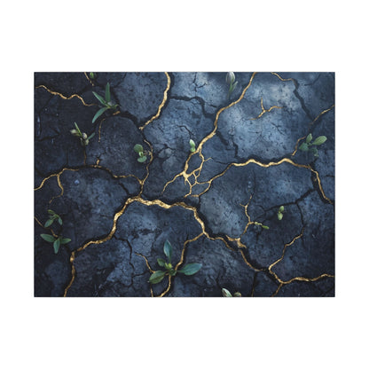 Cracked Earth Spring Canvas Art | Kintsugi Healing Design Art Print
