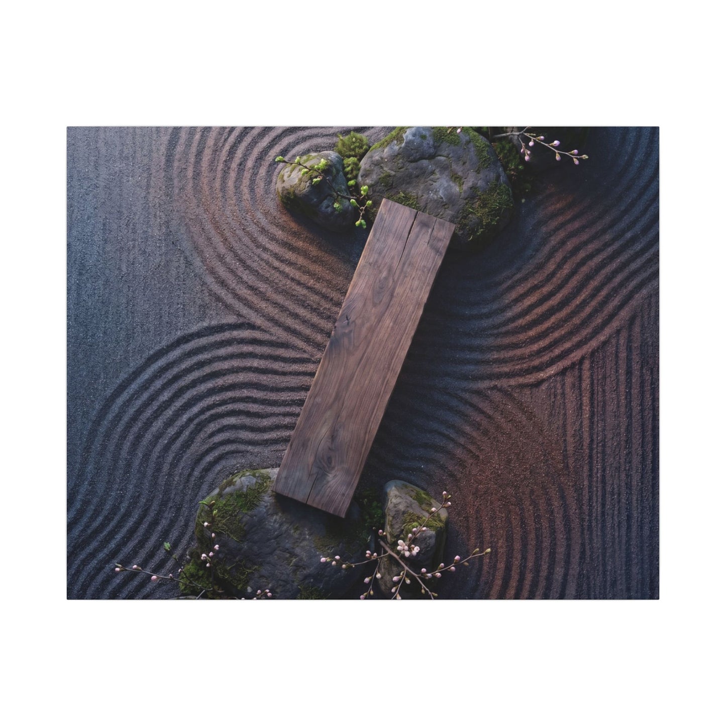 Spring Rock Garden Moody Minimal Canvas Art | Atmospheric Decor