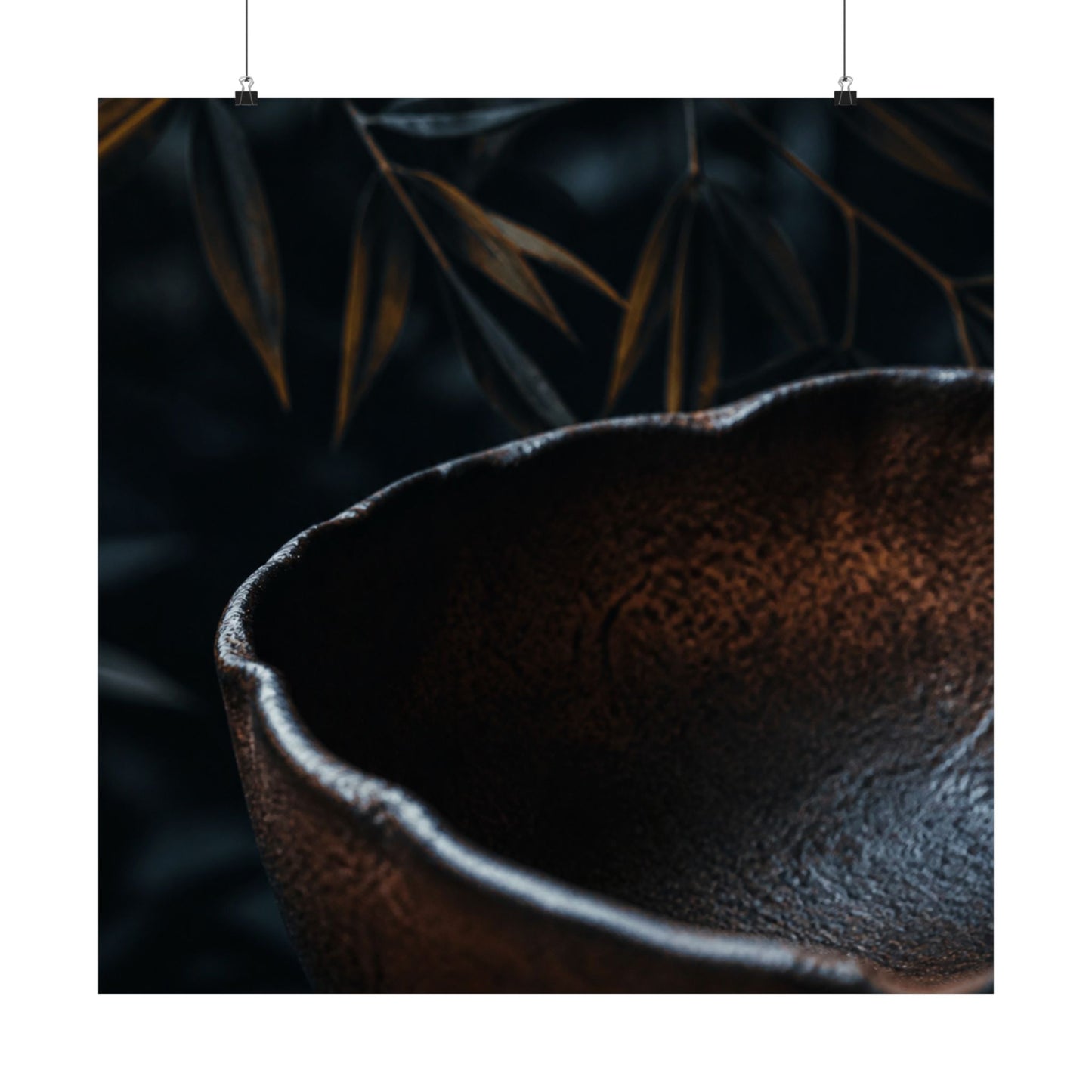 Moonlight Ceramic Bowl Wall Art Print - Dark Japandi Kanso