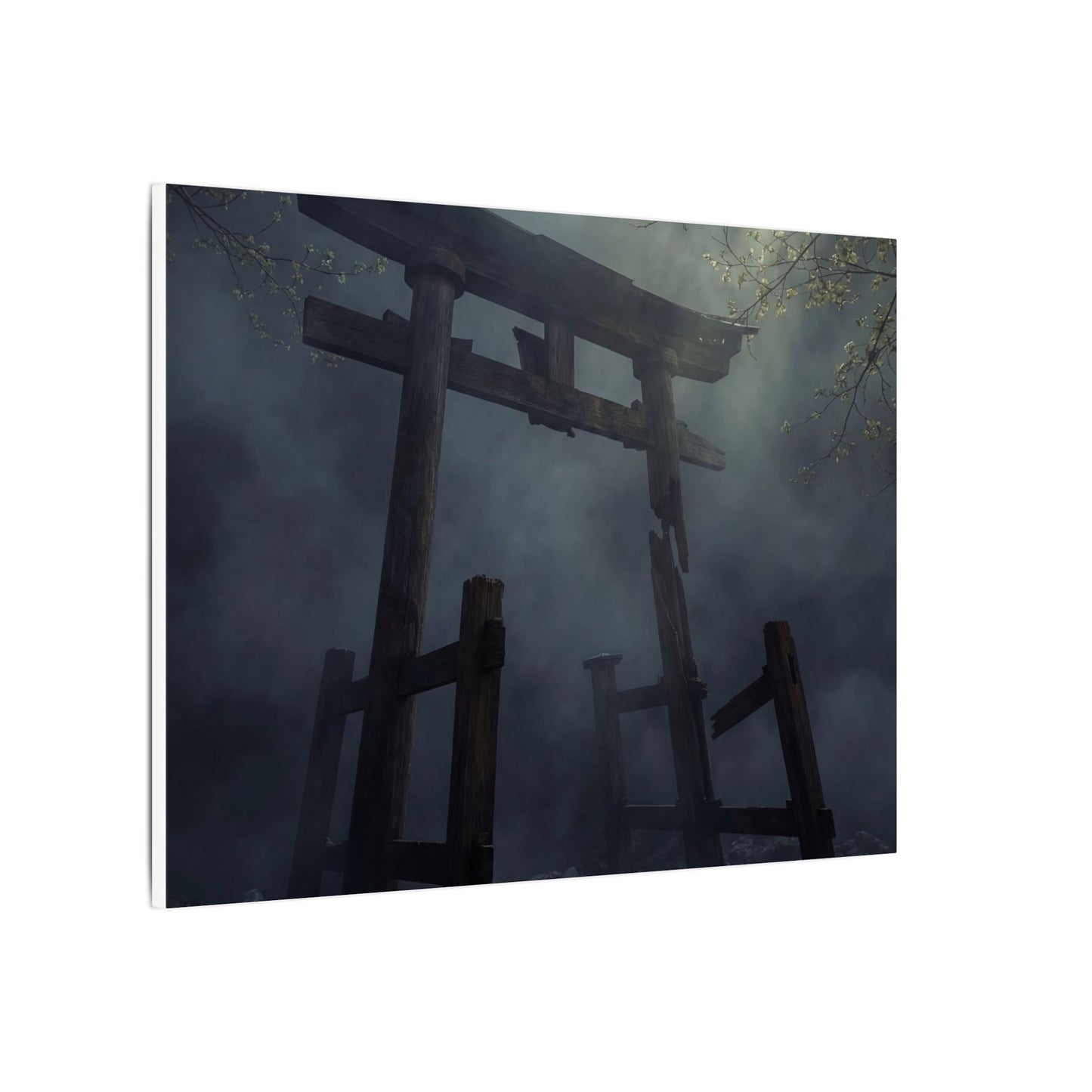 Dark Japandi Torii Gate in Dappled | Moody Minimal Canvas Art
