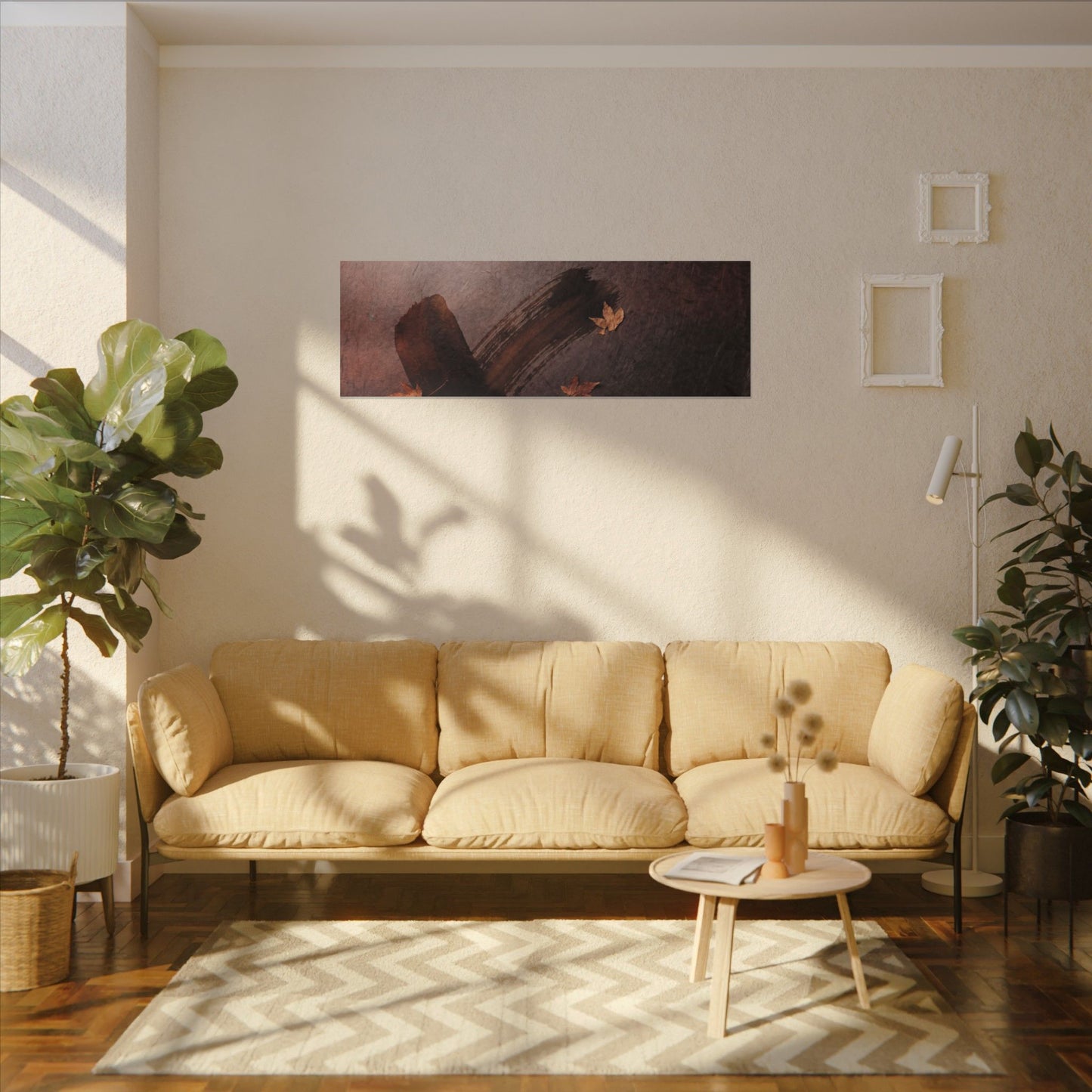 Moody Ink Brushstroke Canvas Art - Moody Minimal Dark Japandi