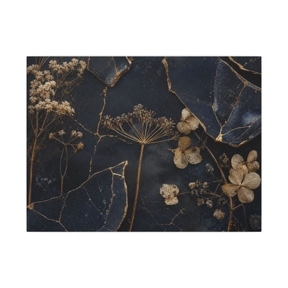 Philosophical Dried Flowers Canvas Art - Broken Beauty Kintsugi