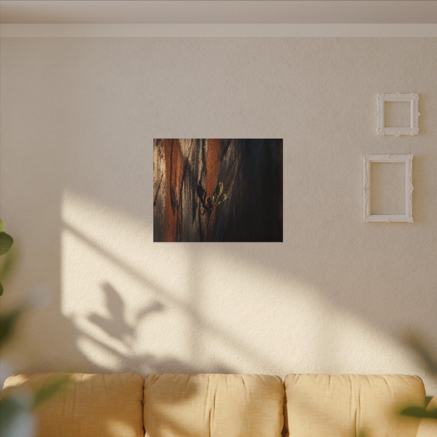 Rust Patina Charcoal Ink Canvas Art | Moody Dark Japandi Art
