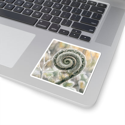 Fern Unfurling Winter Sticker | Japandi Warm Design