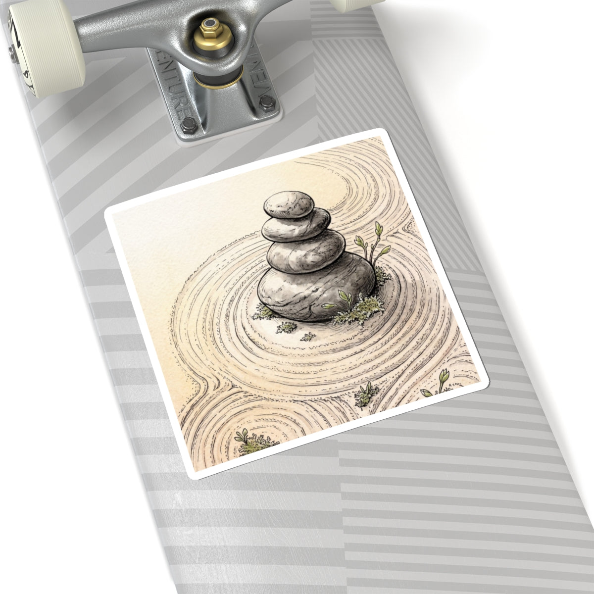 Zen River Stones in Golden Hour | Karesansui Sticker Art Print