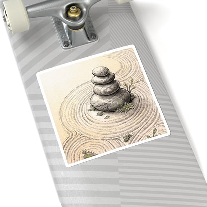 Zen River Stones in Golden Hour | Karesansui Sticker Art Print