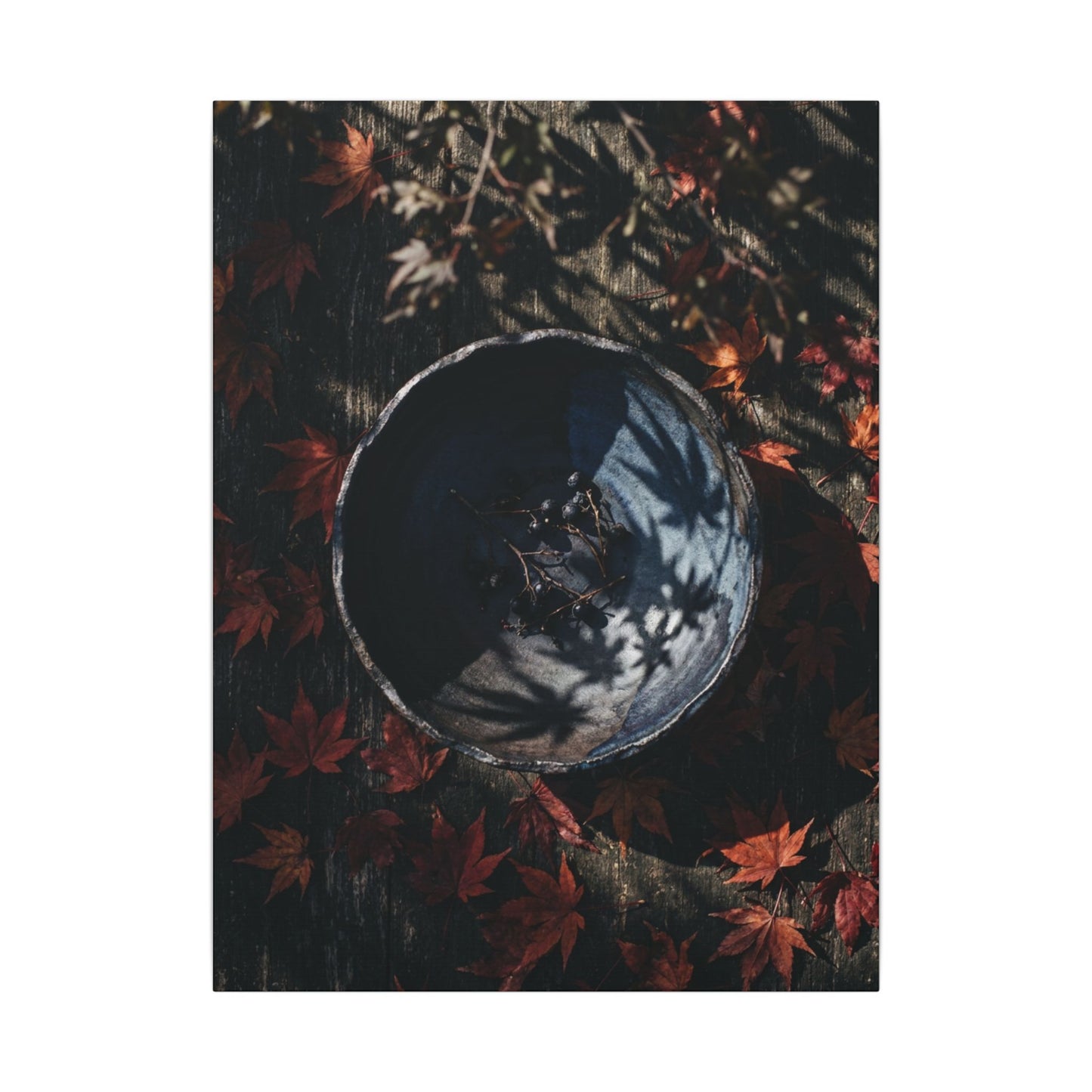 Autumn Ceramic Bowl Shadow Zen Canvas Art | Bold Decor
