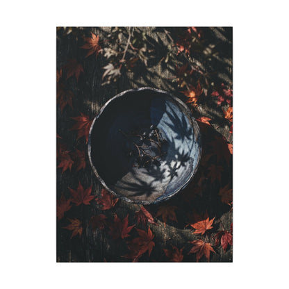 Autumn Ceramic Bowl Shadow Zen Canvas Art | Bold Decor