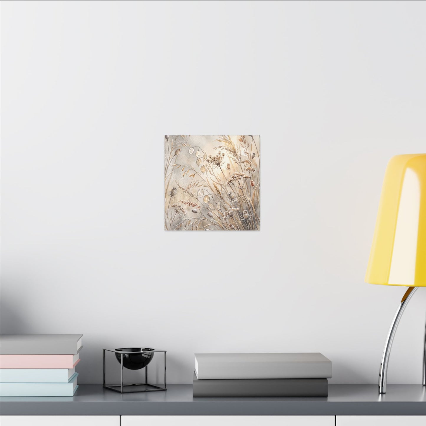 Winter Dried Flowers Watercolor Canvas Art | Warm Decor