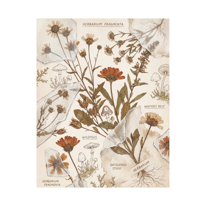 Winter Dried Flowers Herbarium Wall Art Print | Rustic Decor