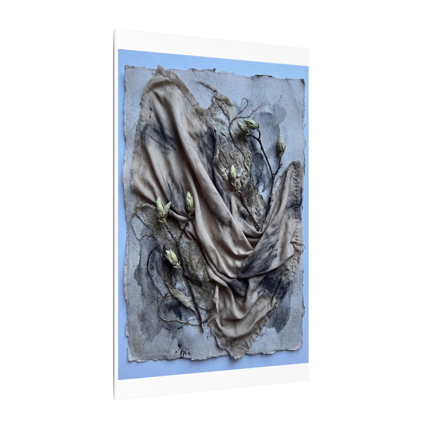 Japandi Silk Drape in Moonlight | Texture Canvas Art