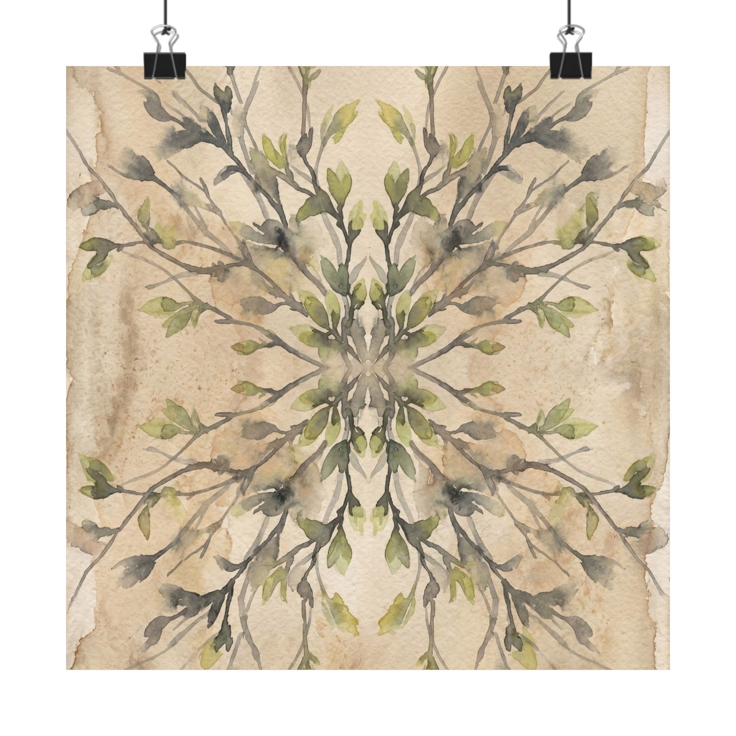 Shadow Play Watercolor Wall Art Print | Earthy Japandi Art