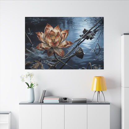 Winter Lotus Flower Broken Beauty Canvas Art | Healing Decor