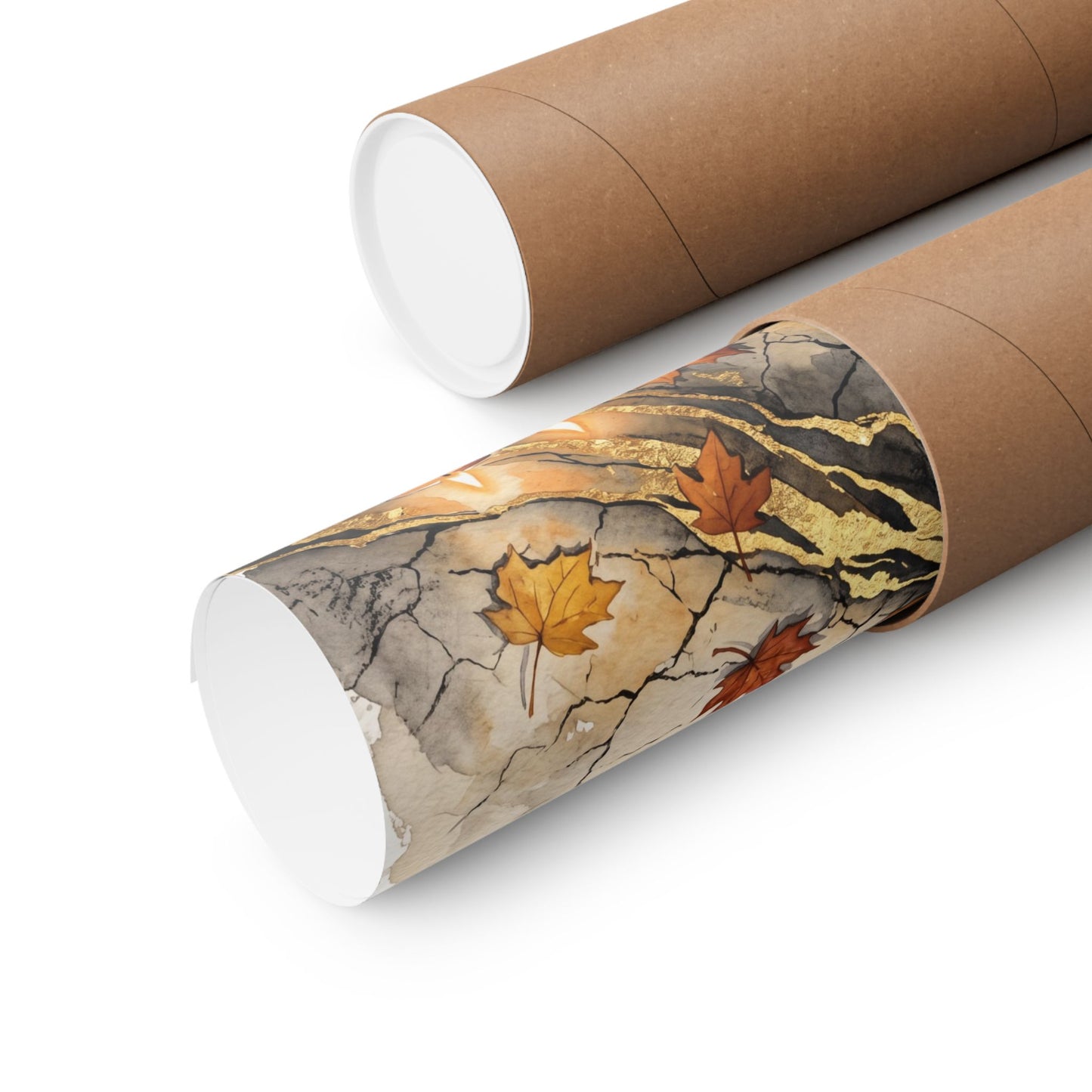 Japandi Cracked Earth in Candlelight | Watercolor Wall Art Print
