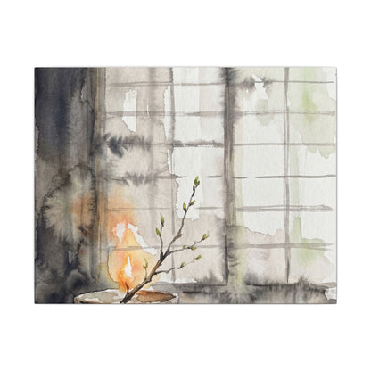 Shoji Screen Canvas Art | Spring Japandi Watercolor Art Art Print