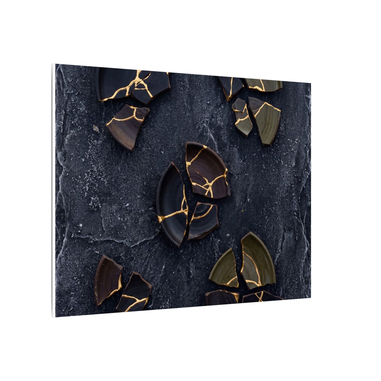 Broken Pottery Canvas Art | Winter Dark Japandi Shadow Zen Art