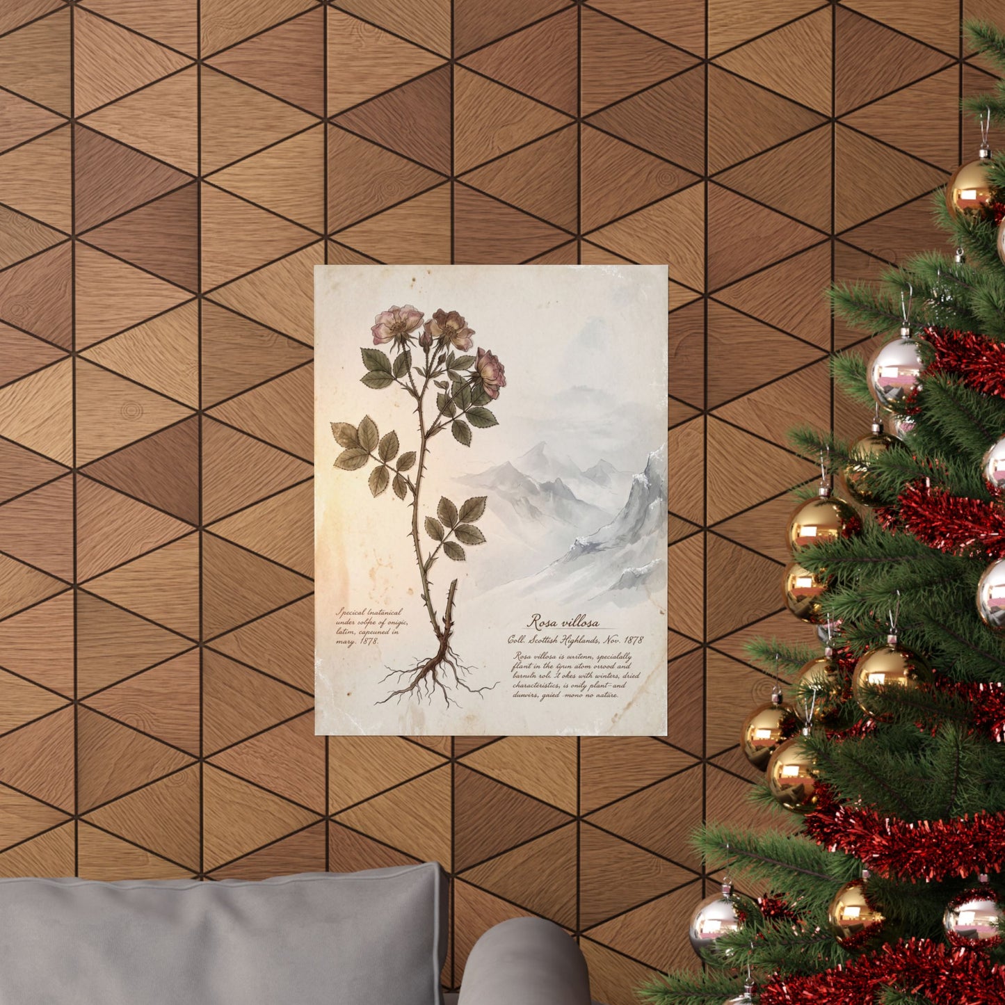 Winter Mountain Mist Herbarium Wall Art Print | Rustic Decor