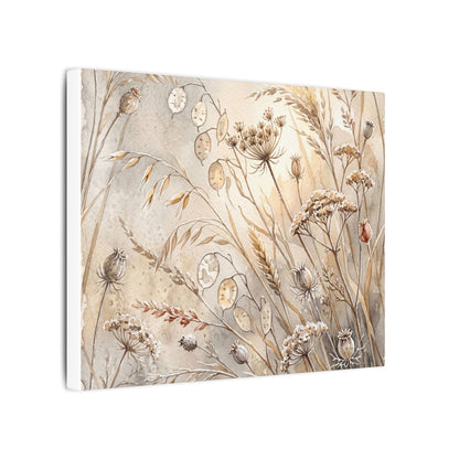 Winter Dried Flowers Watercolor Canvas Art | Warm Decor