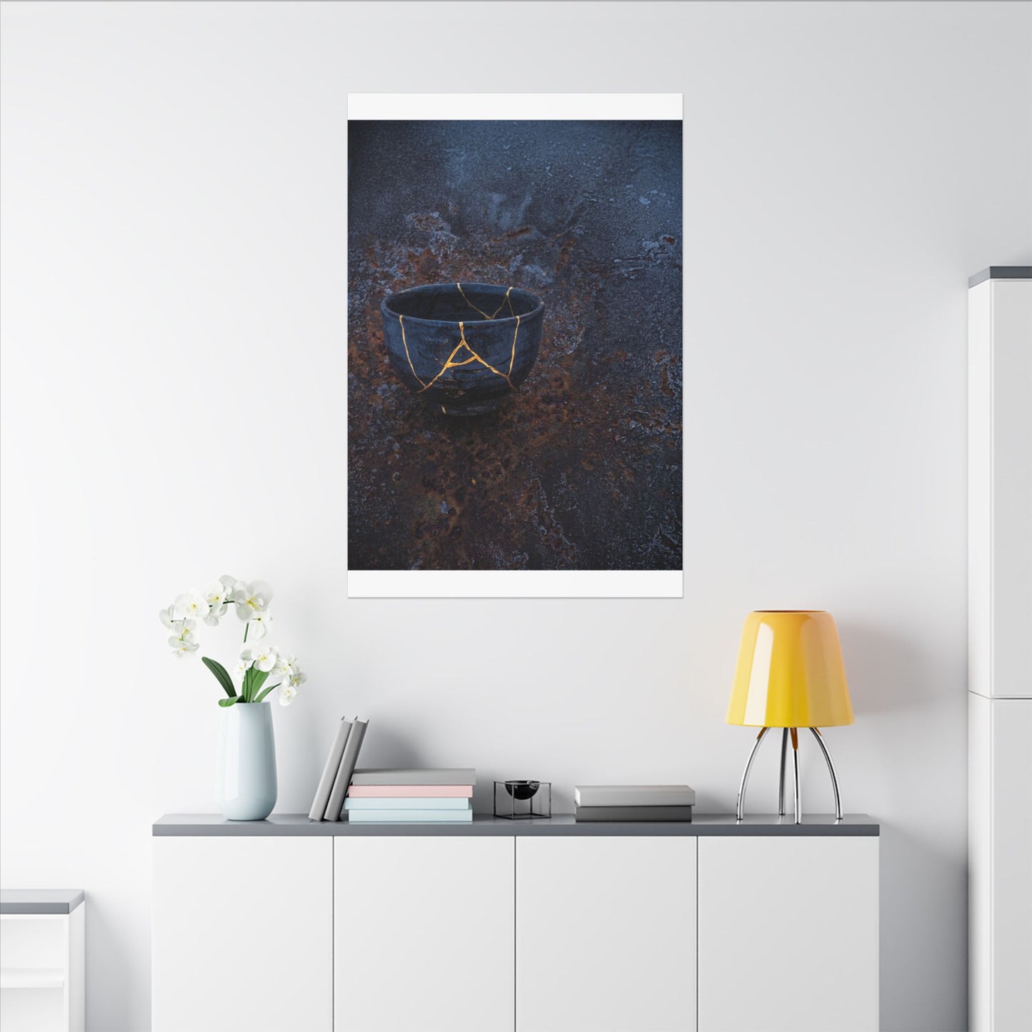 Rust Patina Winter Canvas Art | Kintsugi Healing Design