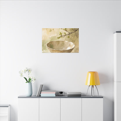 Warm Ceramic Bowl Canvas Art - Watercolor Japandi