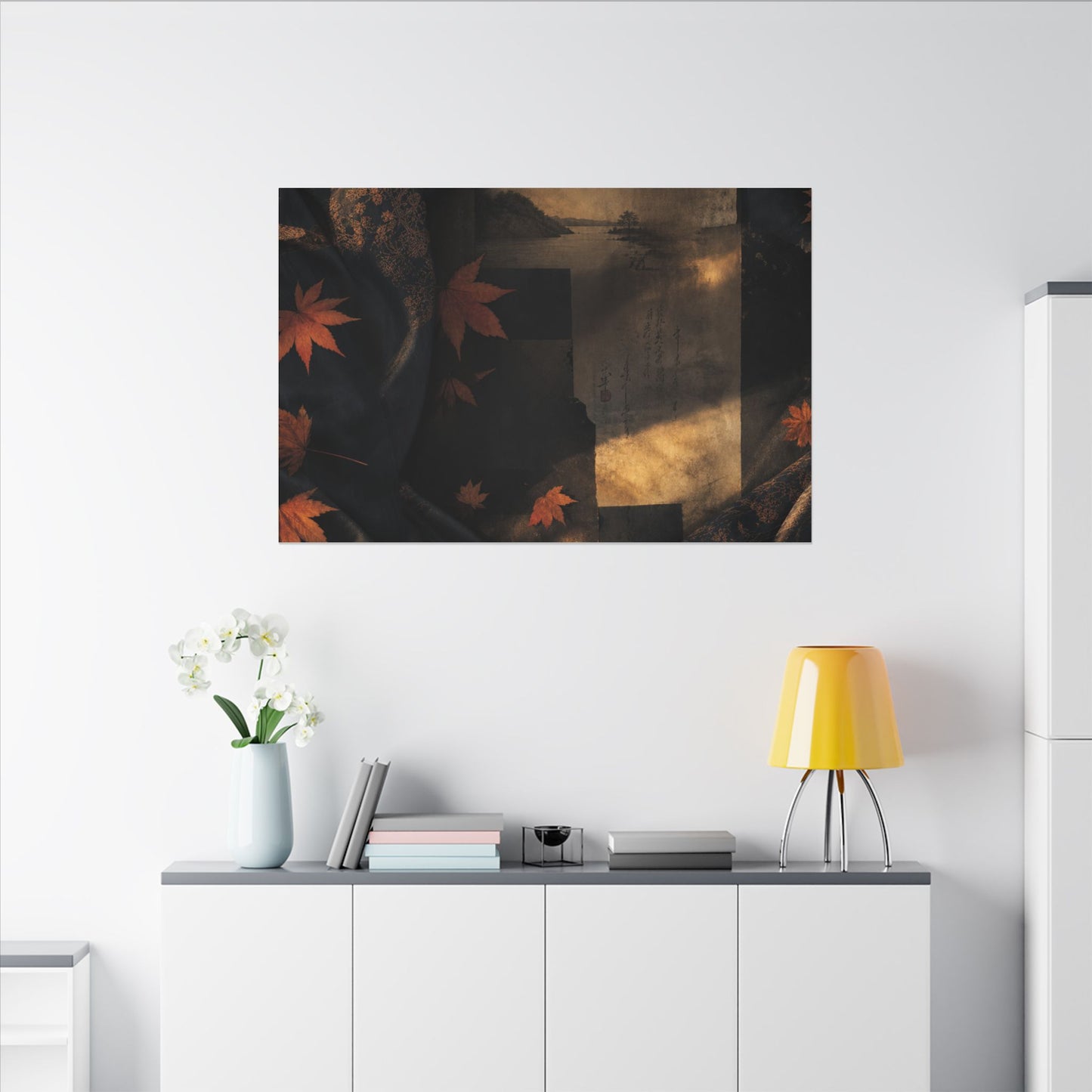 Autumn Silk Drape Shadow Zen Canvas Art | Bold Decor