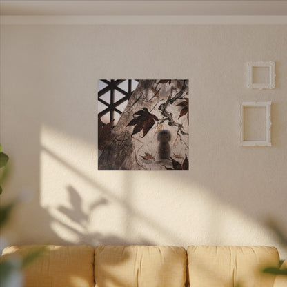 Shoji Screen Autumn Canvas Art | Dark Japandi Atmospheric Design